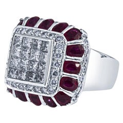 Ruby and Diamond Estate Ring in 18KT White Gold