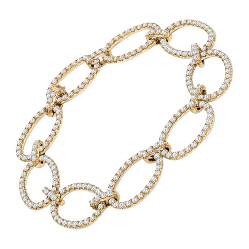 Diamond Circle Linked Bracelet in 18KT Yellow Gold For Sale