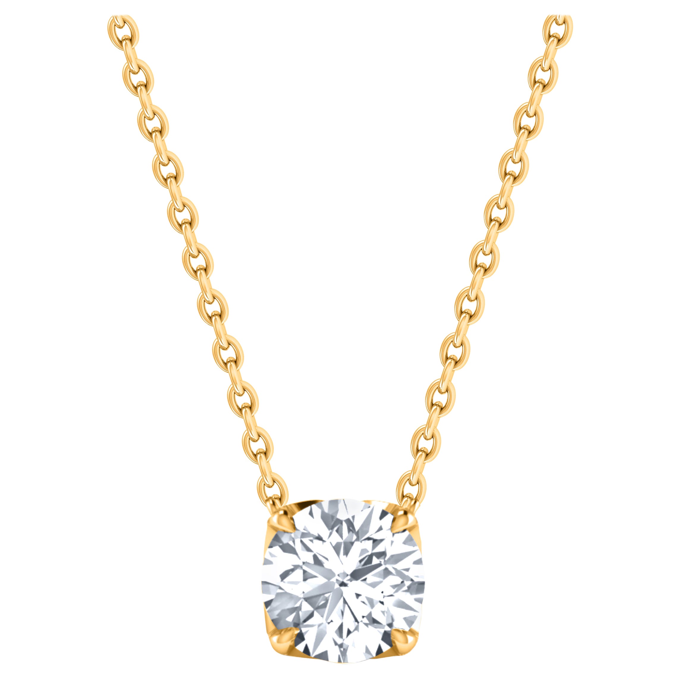 Harakh GIA Certified 0.33 Carat Solitaire Diamond Pendant Necklace in 18 Kt Gold