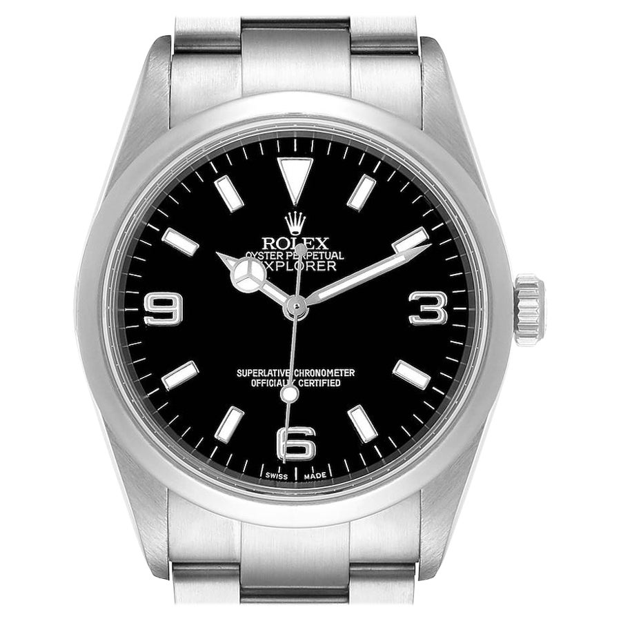 Rolex Explorer I Black Dial Stainless Steel Mens Watch 114270 Box Card For Sale