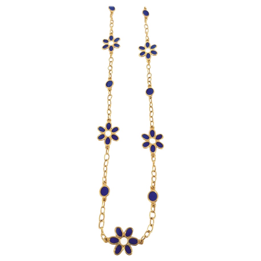 17ct Yellow Gold Flower Necklace For Sale