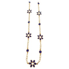 Halskette aus Gelbgold mit Blumenmotiv, 17 Karat