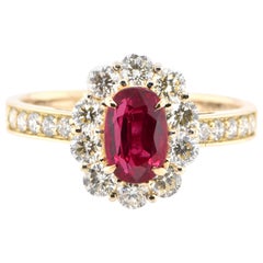 GIA Certified 1.07 Carat Natural Untreated Ruby and Diamond Ring Set in 18K Gold