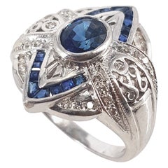 18 Ct White Gold Sapphire and Diamond Ring