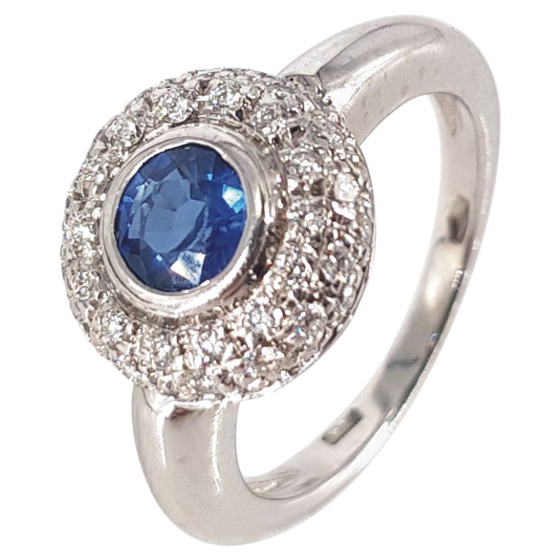 18 Ct White Gold Sapphire Diamond Ring