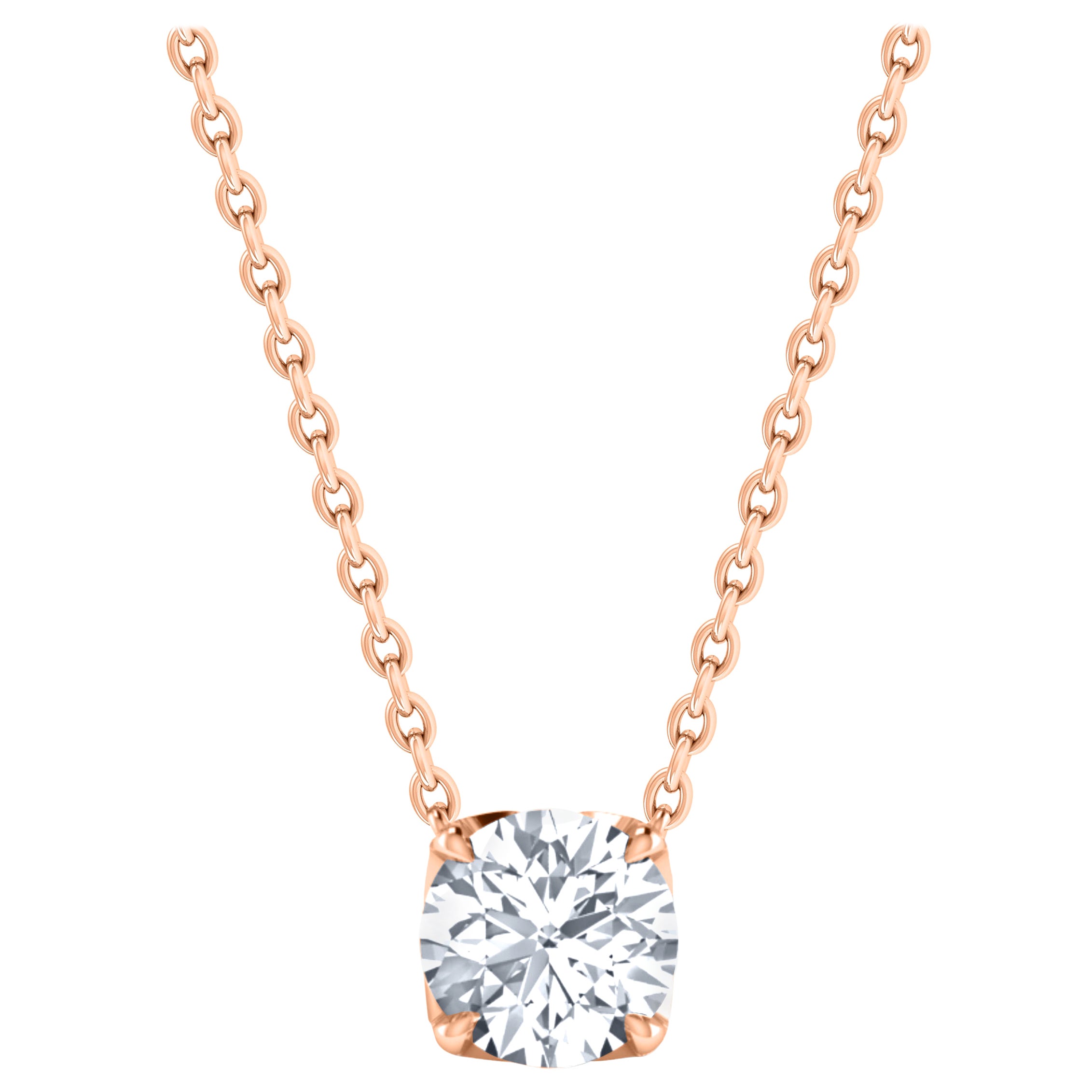Harakh GIA Certified 0.34 Carat Solitaire Diamond Pendant Necklace in 18 Kt Gold For Sale