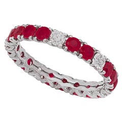 1.70ct Ruby and Diamond Burnished Gold Eternity Band