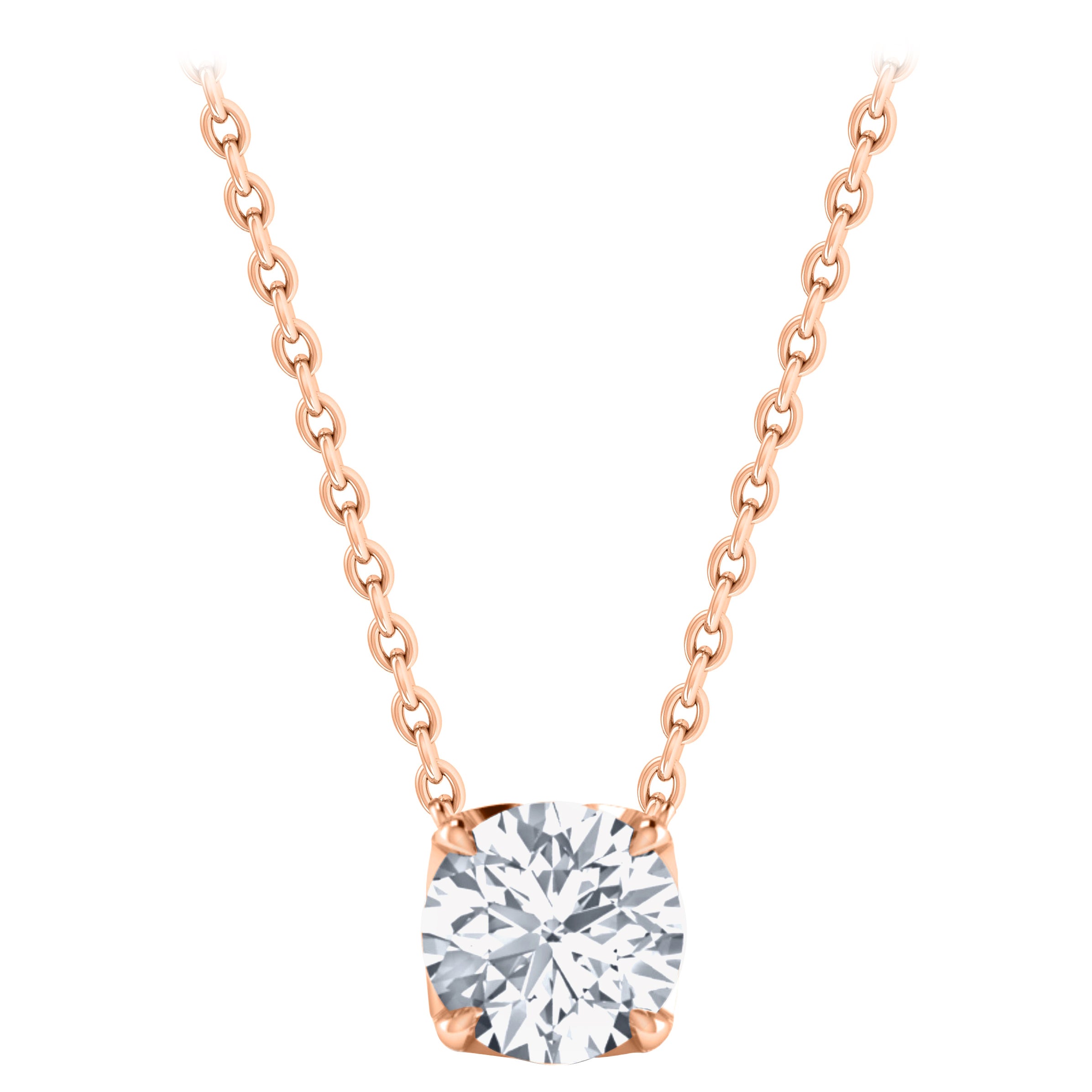 Harakh GIA Certified 0.45 Carat Solitaire Diamond Pendant Necklace in 18 Kt Gold For Sale