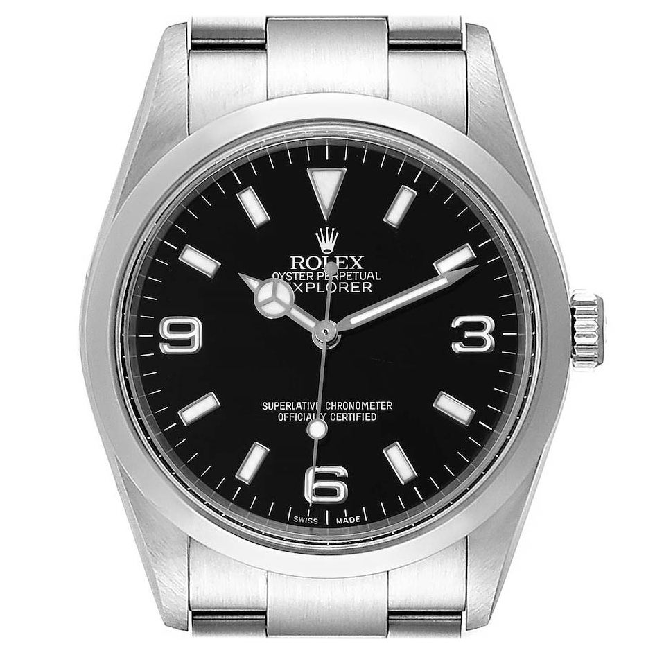 Rolex Explorer I Black Dial Stainless Steel Mens Watch 114270 Box Papers For Sale