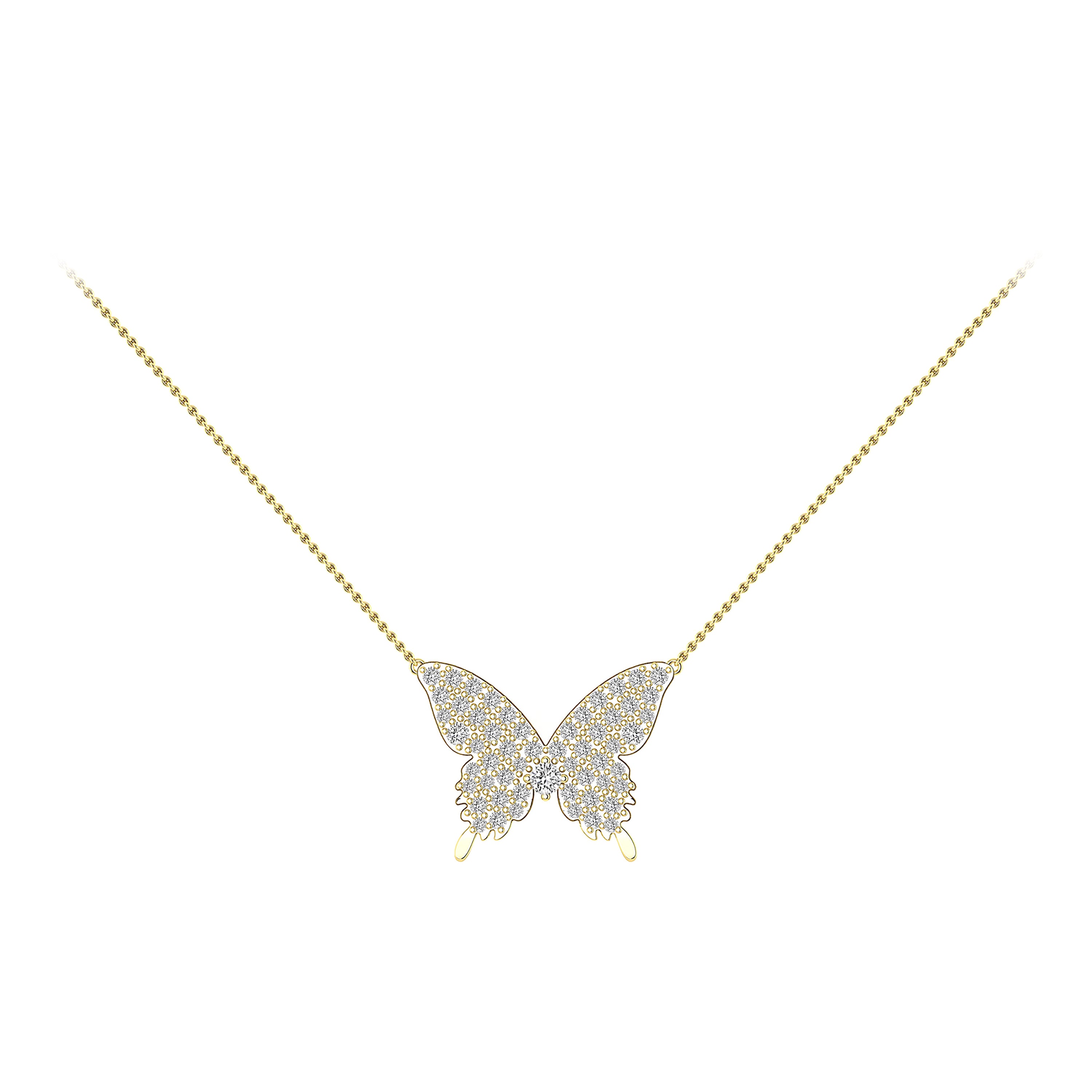Tanisa Nahata Diamond Butterfly Necklace in 18 Karat Yellow Gold