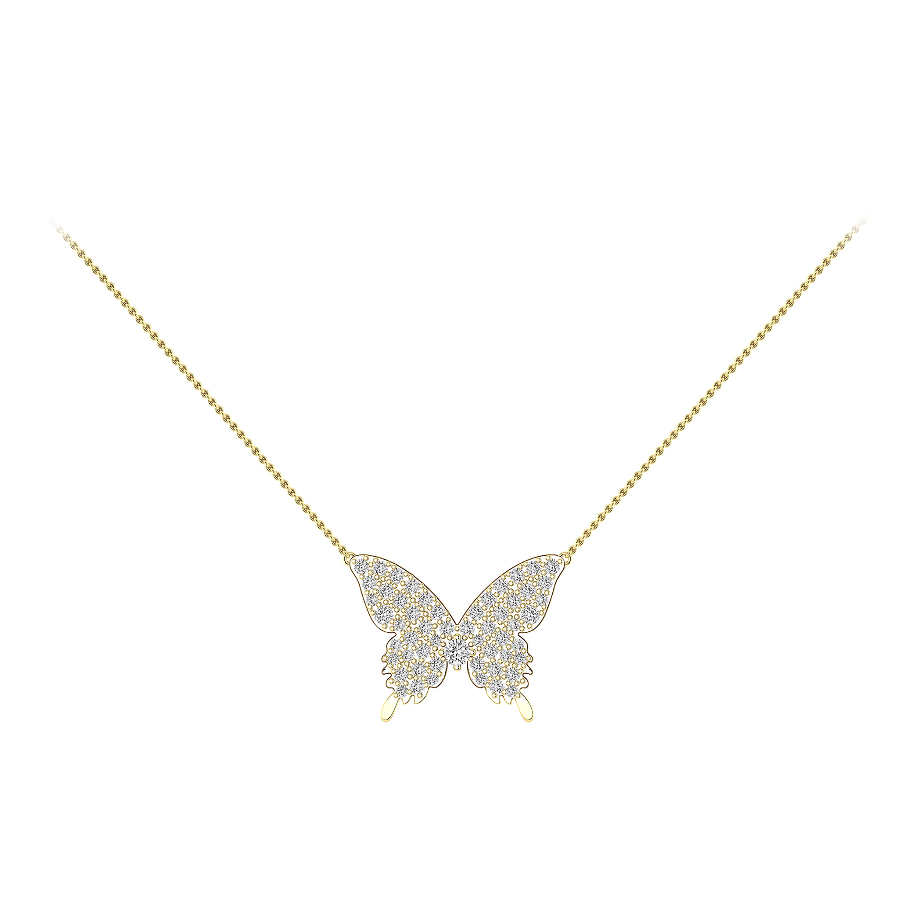 Collier papillon en or jaune 18 carats et diamants