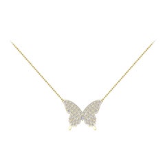 Diamond Butterfly Necklace in 18 Karat Yellow Gold