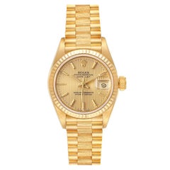 Rolex Präsident Datejust 18K Gelbgold Tapestry Zifferblatt Damenuhr 69178