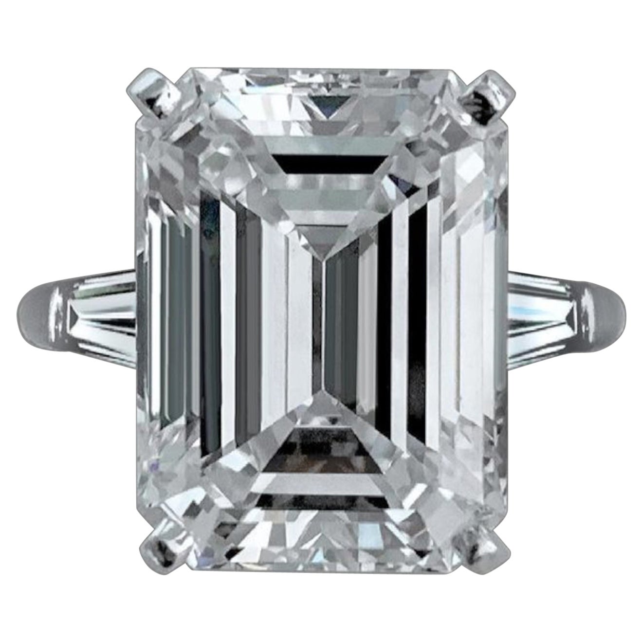 Exceptional GIA 14.38 Carat Emerald Cut Diamond Ring