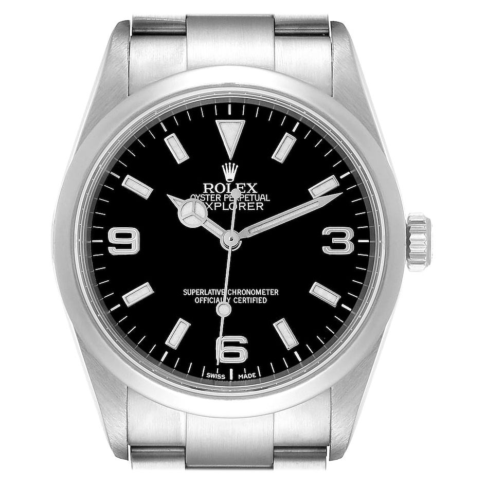 Rolex Explorer I Black Dial Stainless Steel Mens Watch 114270 Box Papers For Sale