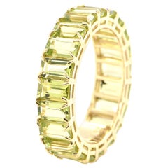 6.35 Carat Natural Peridot Full Eternity Ring Set in 18 Karat Yellow Gold