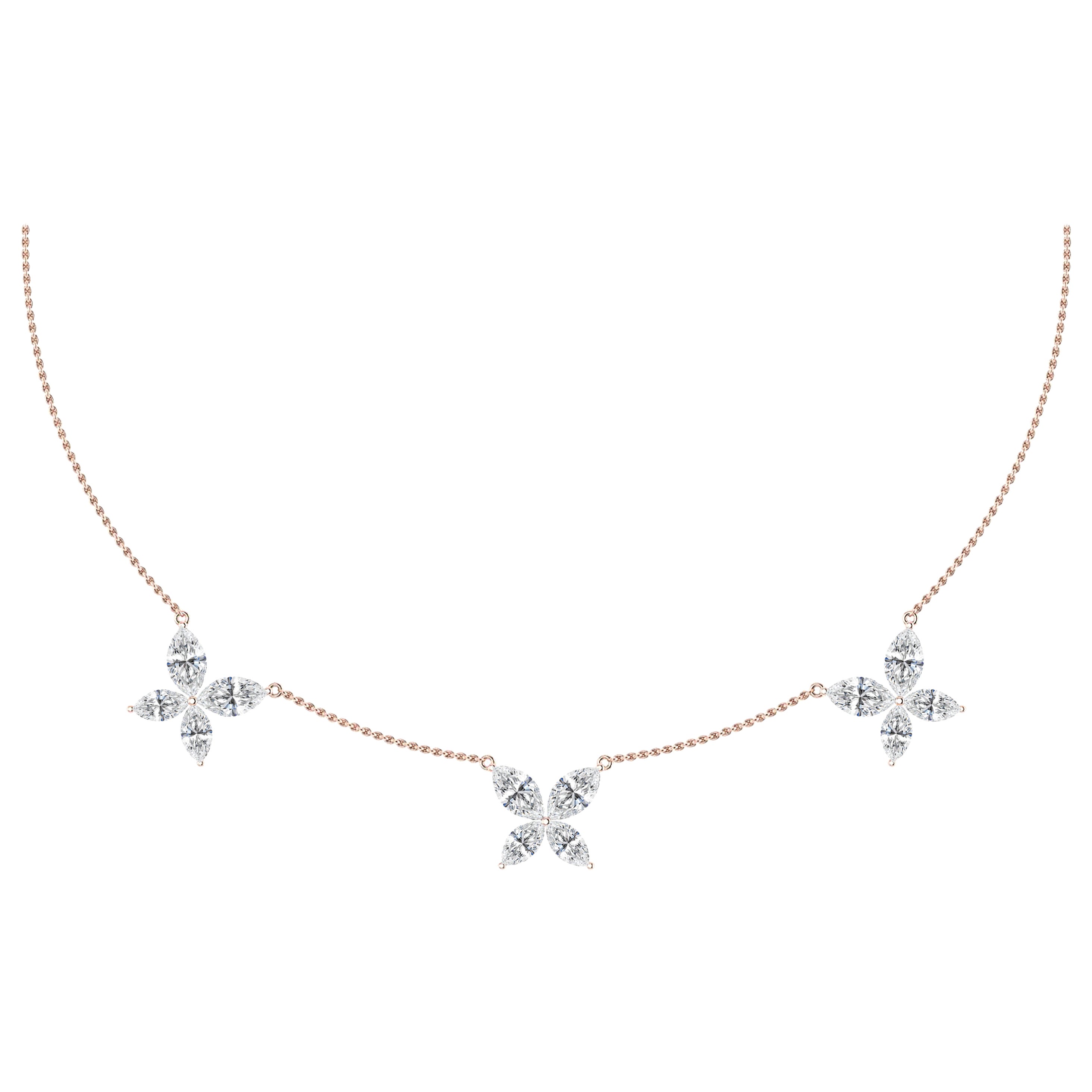 Tanisa Nahata Diamond Three Flower-Butterfly Choker Necklace in 18KRG