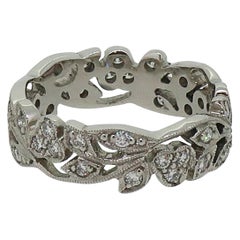 Platinum Diamond Floral Eternity Wedding Band Ring
