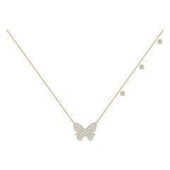 Pave Diamond Butterfly Necklace in 18 Karat Yellow Gold