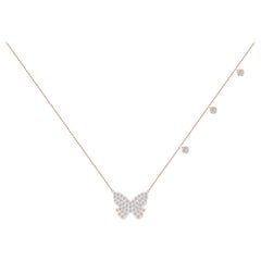 Pave Diamond Butterfly Necklace in 18 Karat Rose Gold