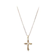 14k Solid Gold Cross Charm Necklace