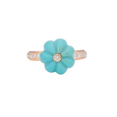 10.15 Carat Turquoise Melon and Diamond 18kt Rose Gold Ring