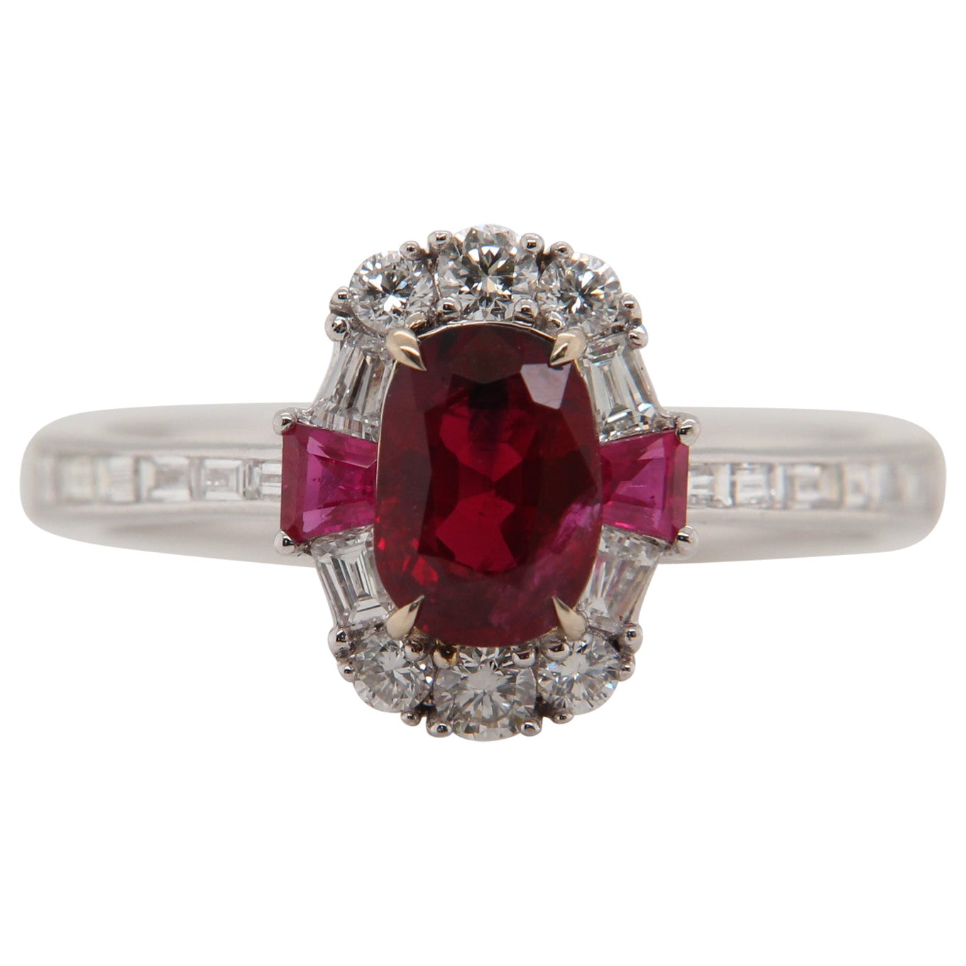 1.08 Carat GRS Pigeon Blood Burmese No Heat Ruby Diamond Ring in 18 Karat Gold