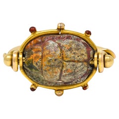Tiffany & Co. Antiker 18 Karat Gold Hartstein Skarabäus-Ring im ägyptischen Stil