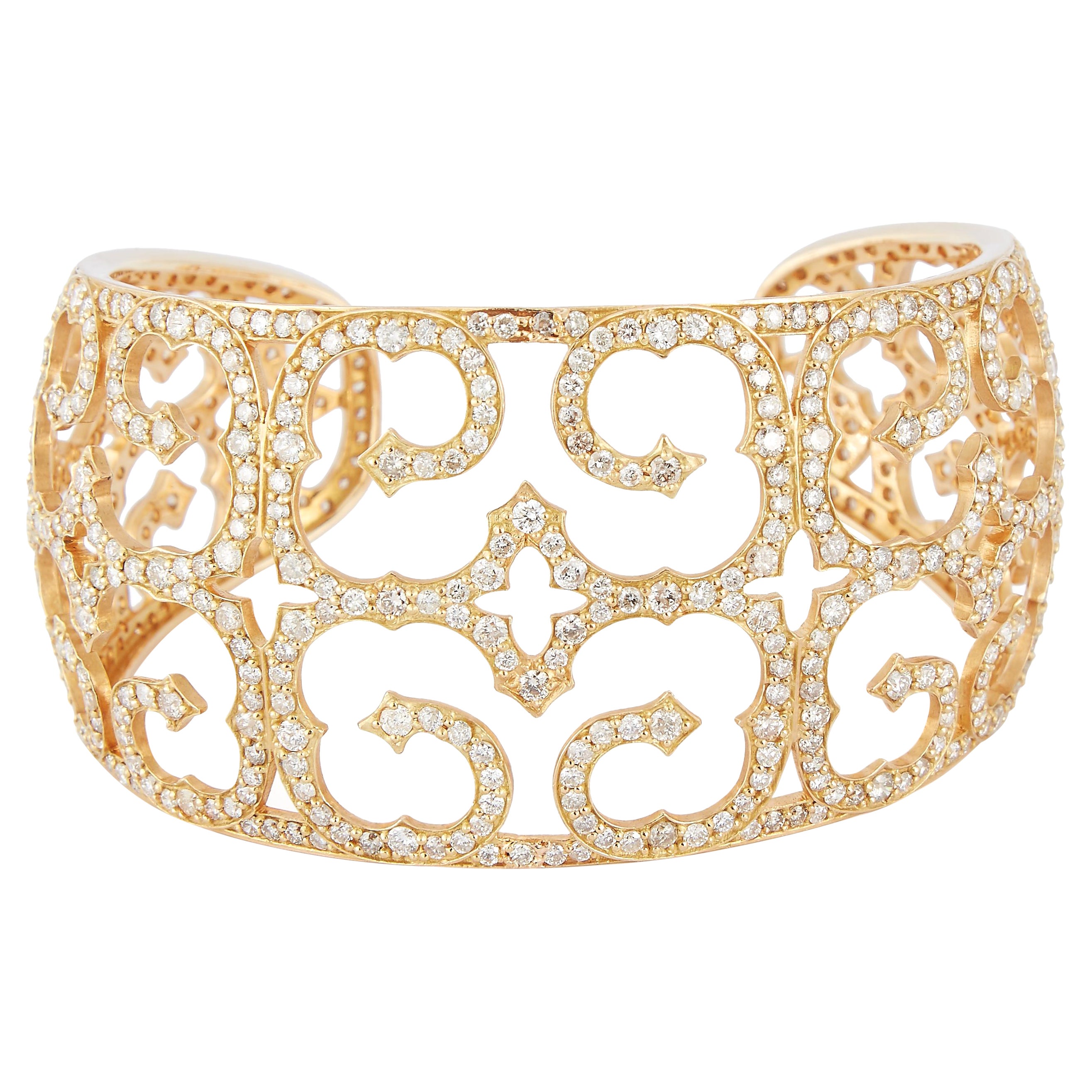 Parulina  10.97ct Diamond and 18K Yellow Gold Cuff For Sale
