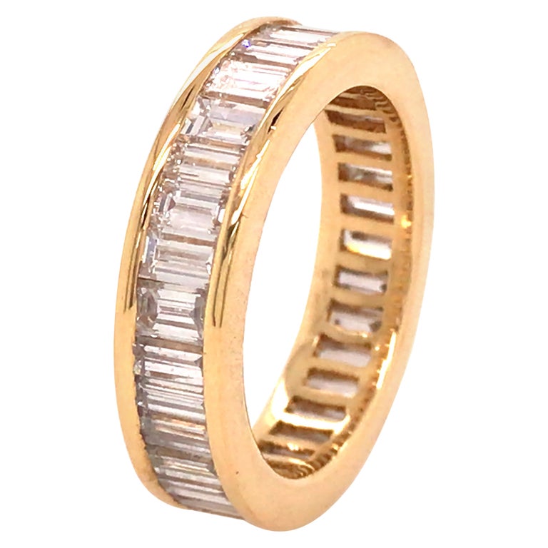 18K Baguette Diamond Eternity Band Yellow Gold at 1stDibs