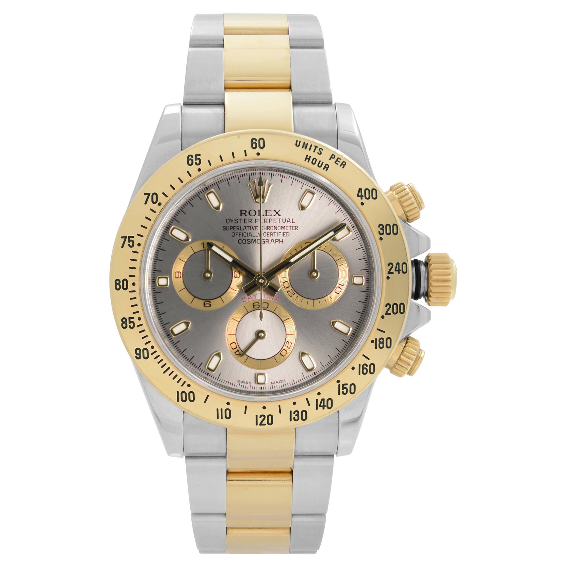 Rolex Daytona 18K Yellow Gold Steel Grey Dial Automatic Men's Watch 116523