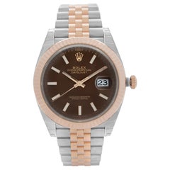 Rolex Datejust 18K Rose Gold Steel Chocolate Dial Automatic Watch 126331