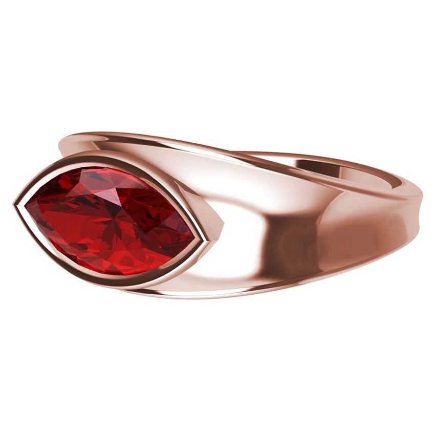 18 Karat Rose Gold Marquise Ruby 1.01 Carat Sculpture Ring