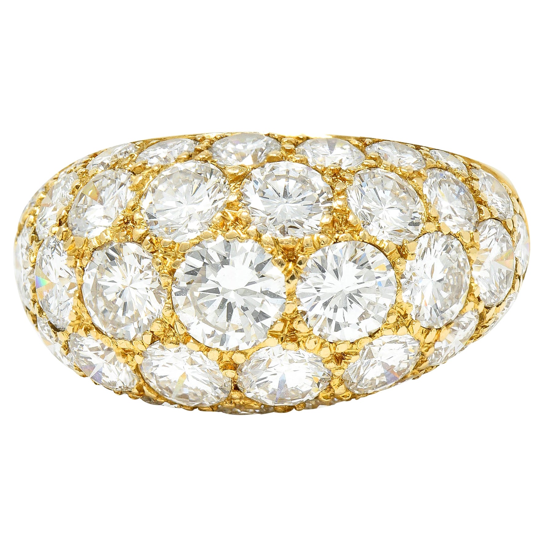 Oscar Heyman 7.50 Carats Pave Diamond 18 Karat Gold Bombe Band Ring