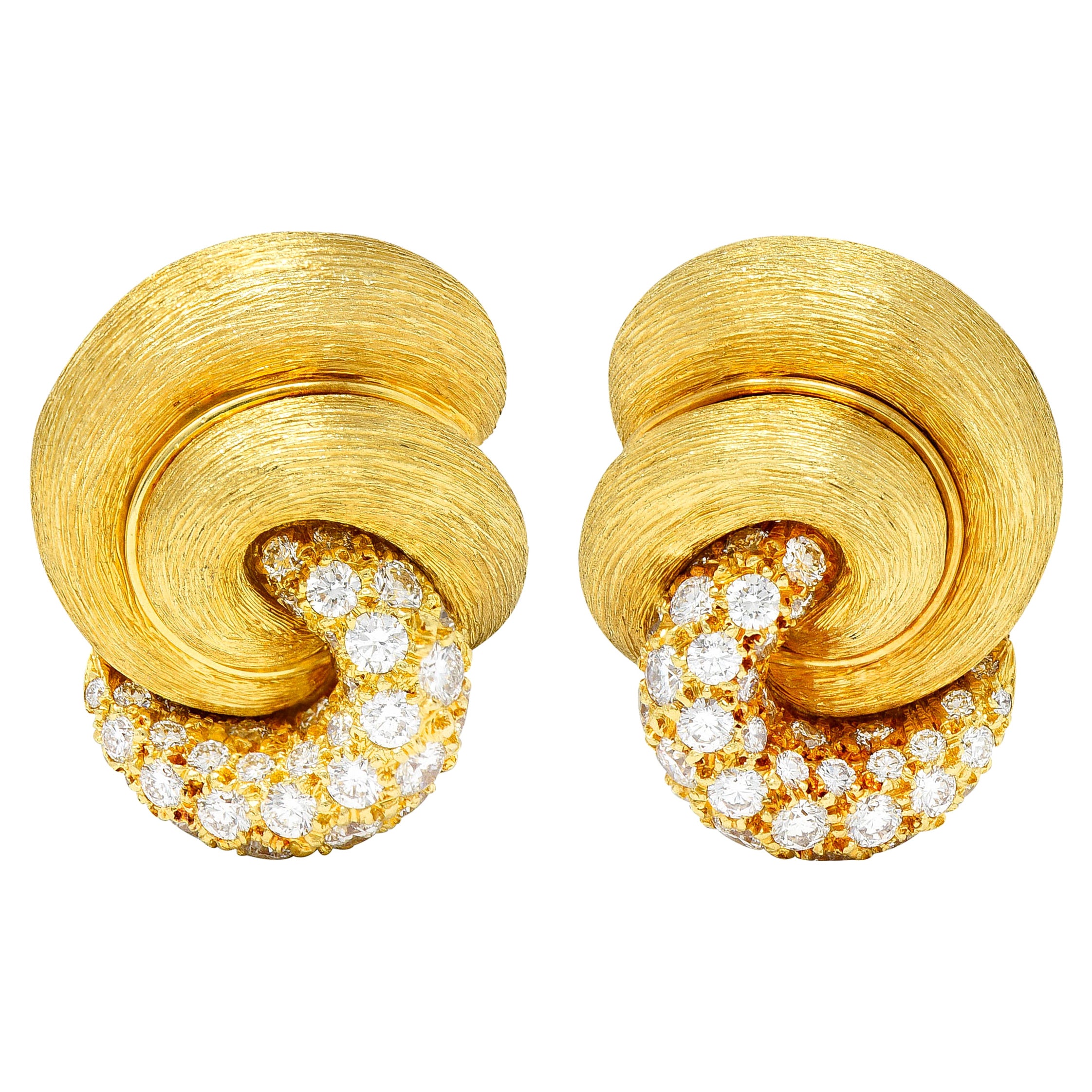 Henry Dunay 2.00 Carats Diamond 18 Karat Gold Sabi Ear-Clip Earrings