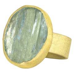 Petra Class One of a Kind Aquamarine Crystal High Karat Yellow Gold Ring