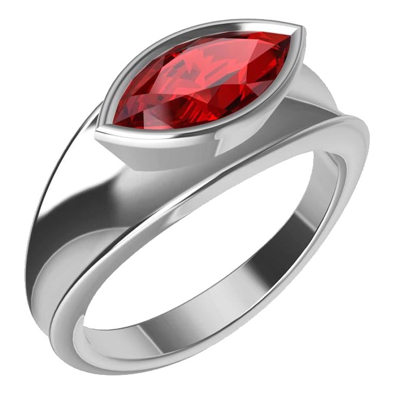 For Sale:  Platinum Marquise Ruby 1.1 Carat Sculpture Ring