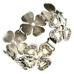 Vintage Rubens Mexico Sterling Silver Four Leaf Clover Link Bracelet