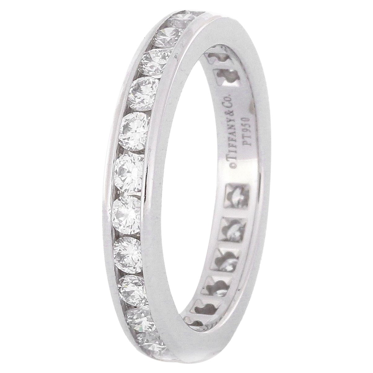 1.0 Carat Diamond Platinum Tiffany Eternity Band Bridal Ring For Sale