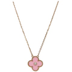 Van Cleef & Arpels Diamond Porcelain Limited Edition Alhambra Rose Gold Necklace