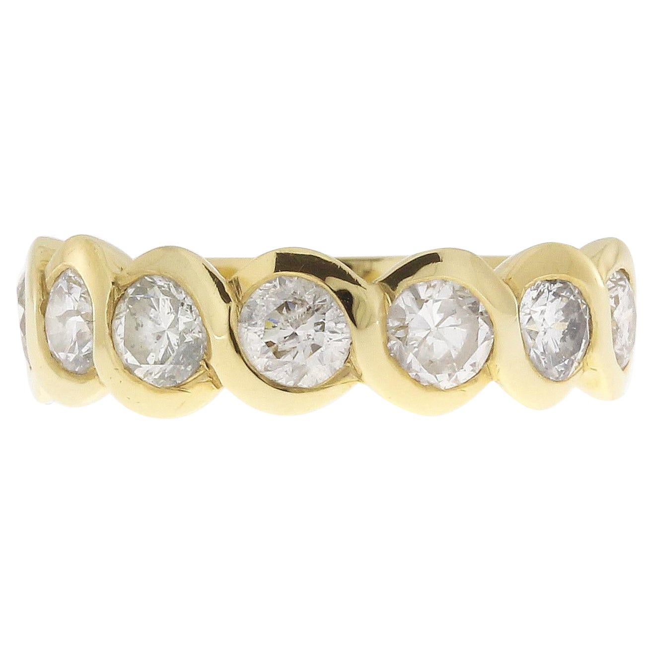 1,5 Karat Gelbgold Diamant Halb-Eternity-Ring im Angebot