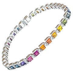 Rainbow Sapphire and Diamond Tennis Bracelet
