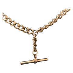 Retro T Bar Chain 9 Karat Yellow Gold Necklace