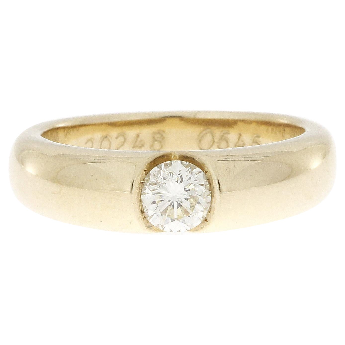 0.54 Carat Diamond Emerald Yellow Gold Ring For Sale at 1stDibs