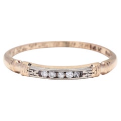 Vintage 14YW Thin Diamond Wedding Band