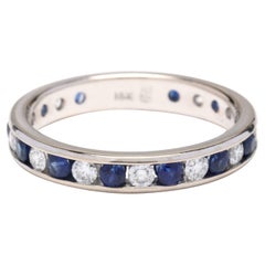 18W Diamond & Sapphire Channel Set Eternity Band