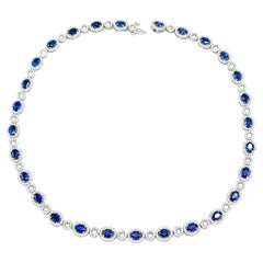 Fabulous 18k White Gold Sapphire and Diamond Collar Necklace 