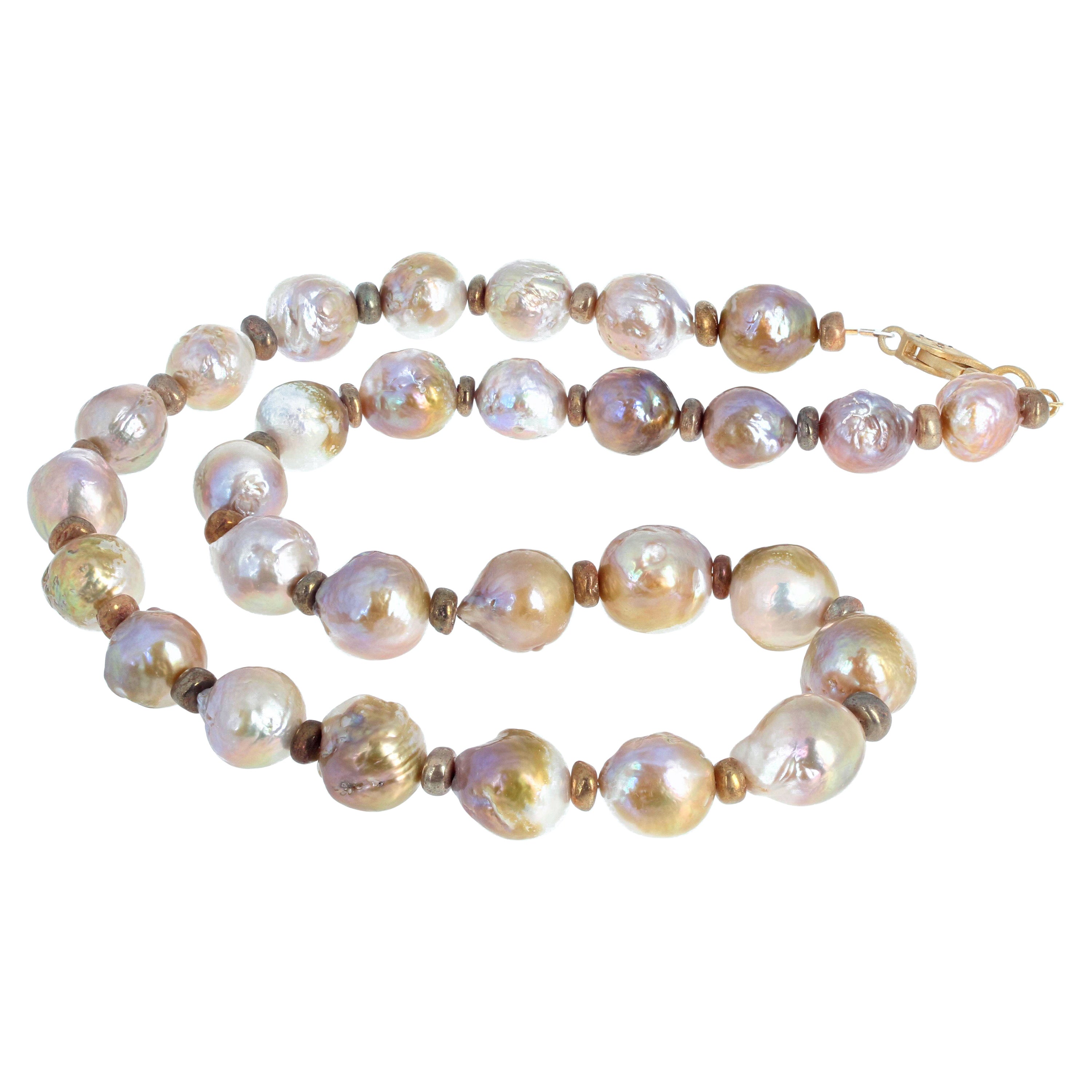 AJD Dramatic REAL Goldy Glowing Cultured Ocean Pearl Necklace For Sale
