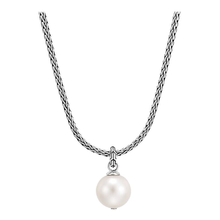 John Hardy Sterling Silver Pearl Pendent Necklace NB900001 For Sale