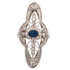 Original Art Deco Filigree Sapphire Diamond Gold Platinum Ring